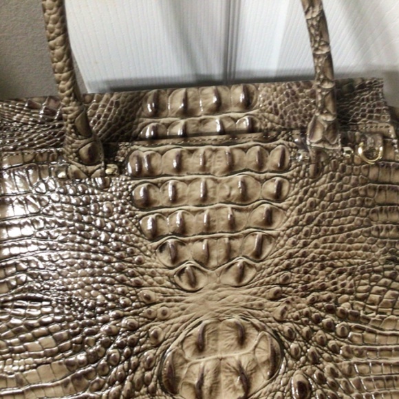 Brahmin Brown Leather/Suede/Snakeskin Priscilla Satchel (Like New) - Picture 6 of 16